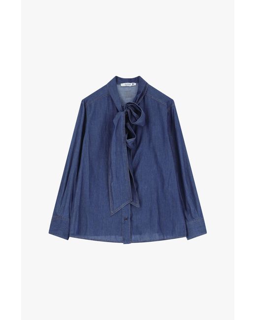 Camicia Con Maniche Lunghe E Fiocco di Please in Blue