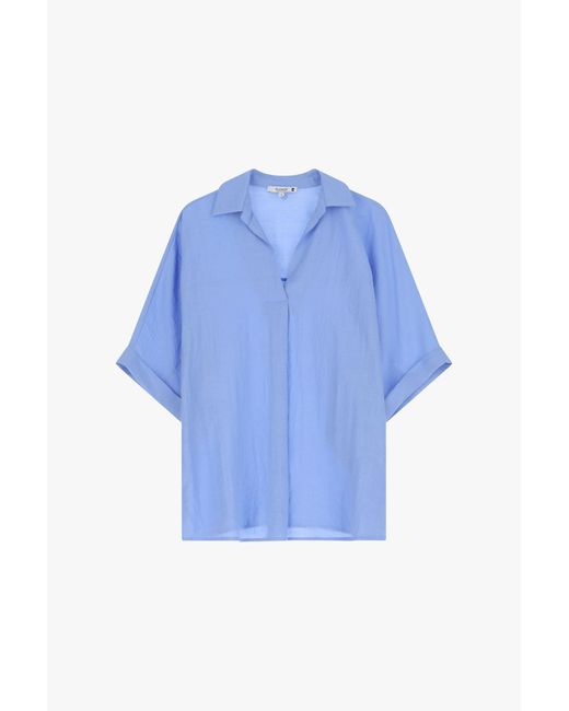 Camicia A Maniche Corte Con Colletto di Please in Blue