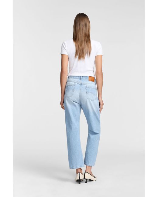 Jeans A Gamba Dritta Con Strappi di Please in Blue