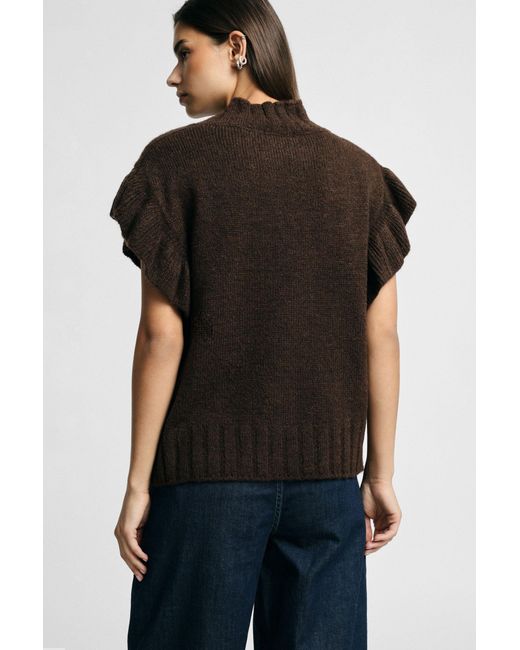 Pull Sans Manches À Manches Volantées Please en coloris Brown