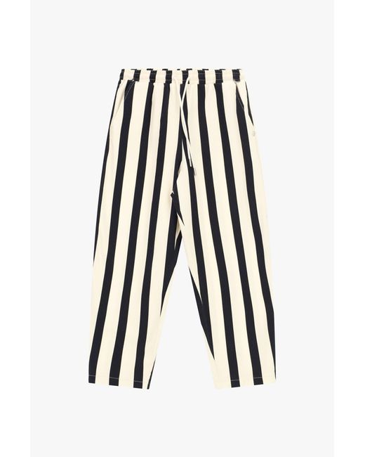 Pantalon Cropped Rayé À Taille Élastiquée Please en coloris White