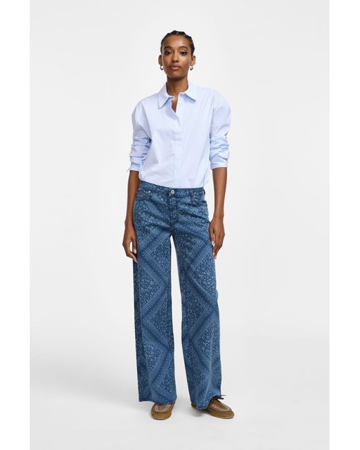 Pantalon Large À Motif Géométrique Please en coloris Blue