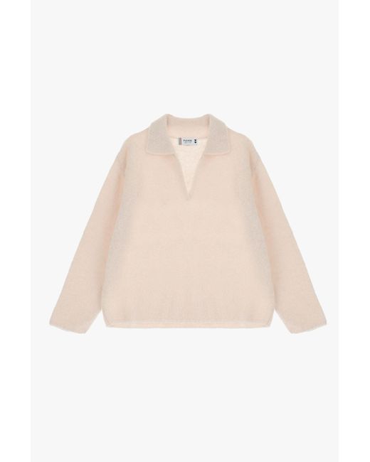 Pullover Con Scollatura A V E Colletto di Please in Natural