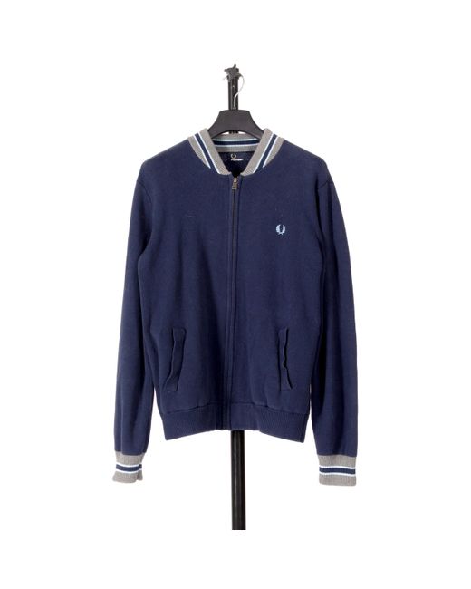 Pockets Blue Re- Fred Perry Ls Full Zip Knitted Collar Navy for men