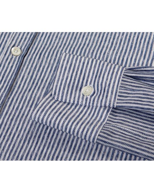Canali Blue Textured Stripe Slim Fit Shirt Navy/white for men