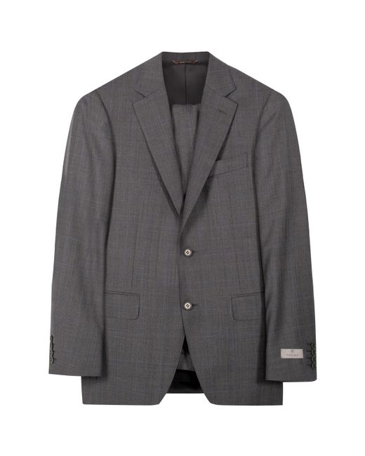 Canali Gray Kei Check Wool Suit Charcoal for men