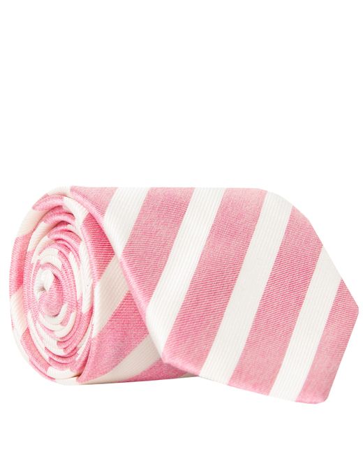 Canali College Stripe Silk Tie Pink/white for men