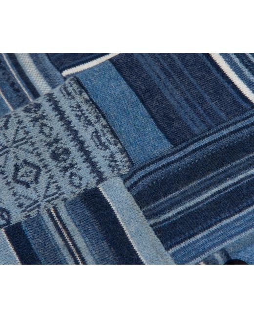 Polo Ralph Lauren Blue Patchwork Cotton Shawl Cardigan for men