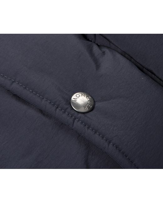 Moncler Blue Rowan Long Down Jacket With Fluffy Hood Navy for men