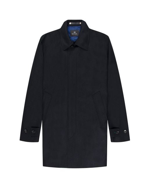 Paul Smith Blue Ps Textured Long Overcoat Navy for men