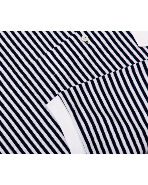Lacoste Blue Striped Heavy Cotton Polo Navy/white for men