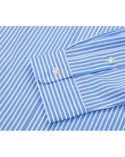 Polo Ralph Lauren Blue Custom Fit Stripe Stretch Poplin Shirt for men