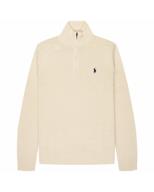 Polo Ralph Lauren Natural Cotton 1/4 Zip Rib Knit for men
