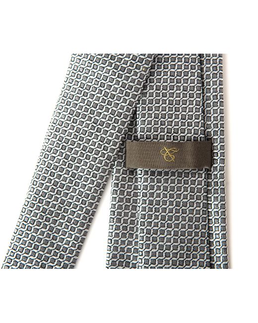 Canali Gray Diagonal Square Silk Tie Charcoal for men