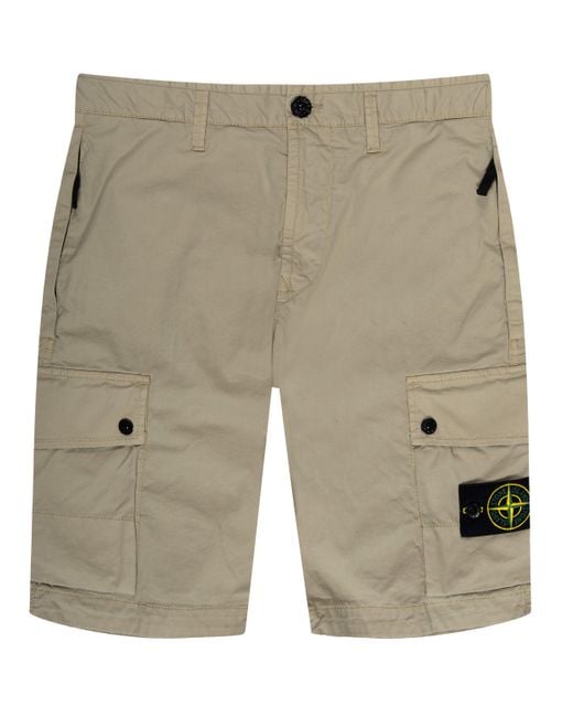 Stone Island Natural Bermuda Cargo Shorts for men