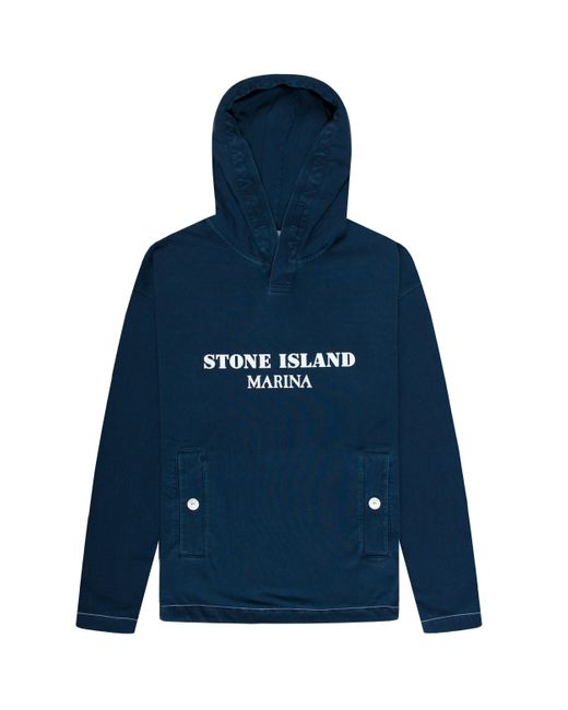 Stone Island Blue Marina Marina Mid Logo Hoodie Navy for men