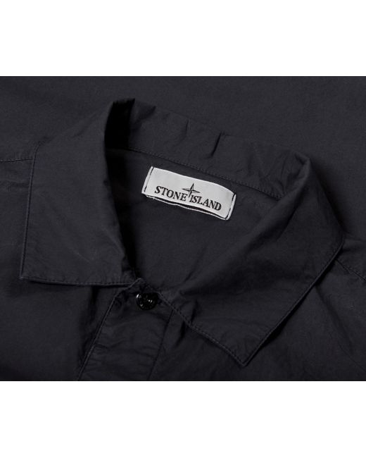 Stone Island Black Ss Garment Dyed Relaxed Shirt Navy for men
