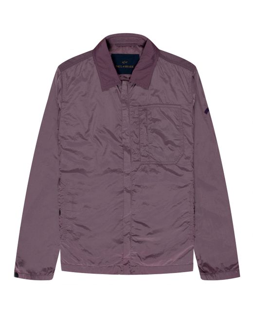 Paul & Shark Purple Crinkle Overshirt Lilac for men
