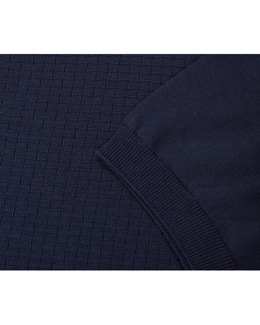 Canali Blue Textured Knitted Polo Navy for men