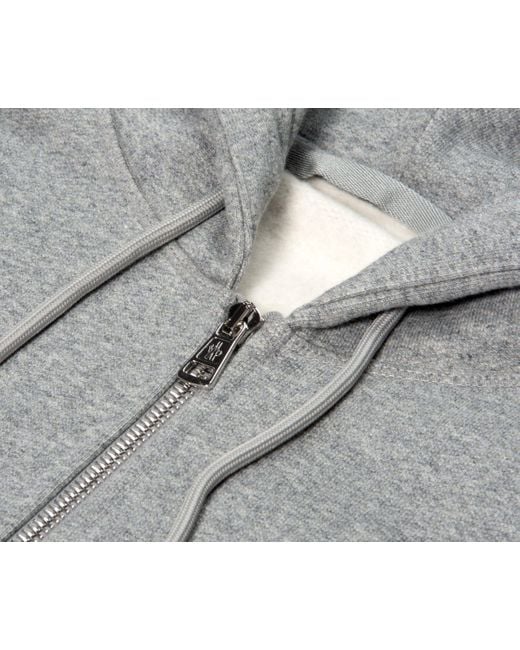 Moncler Gray Rubber Logo Patch Full Zip-Up Hoodie for men
