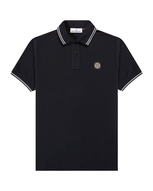 Stone Island Black Slim Fit Ss Stretch Piqué Polo for men