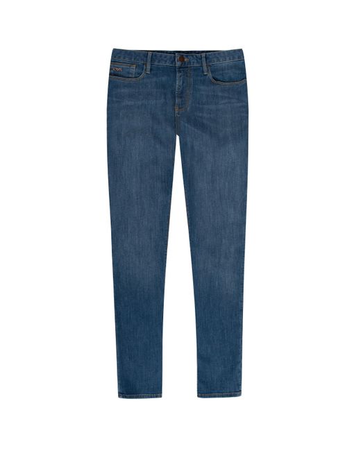 Emporio Armani Blue J06 Slim Fit Denim Jeans Light Wash Denim for men