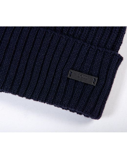 Boss Blue Umarino Knitted Beanie for men