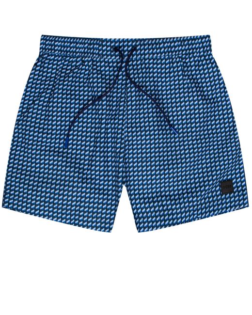 Boss Vibe Geo Printed Swim Shorts Blue for men