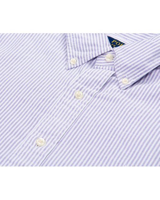 Polo Ralph Lauren Blue Striped Custom Fit Ls Shirt for men