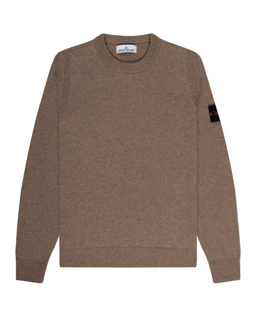 Stone Island Brown Lambswool Crew Neck Knit for men