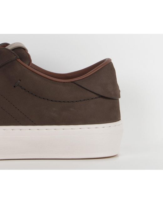 Moncler Brown Monclub Stitched Suede Trainer for men