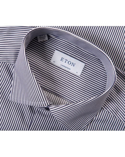 Eton of Sweden Blue Bengal Stripe Contemporary Shirt Navy/white for men