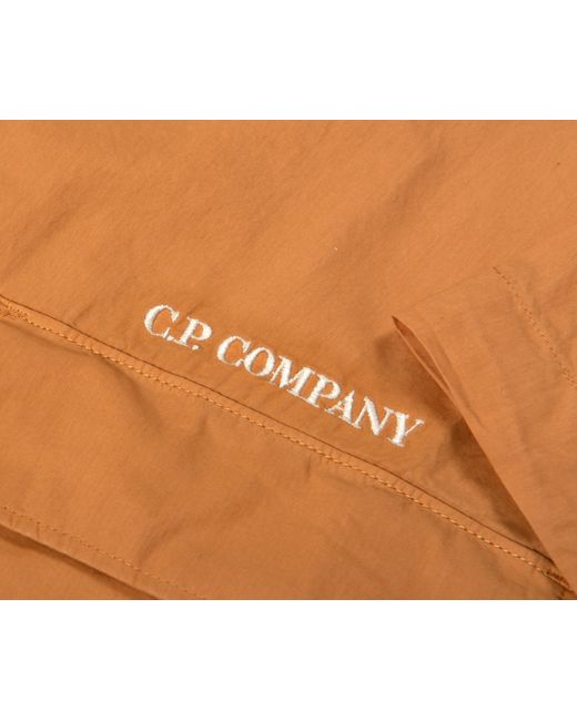 C P Company Brown Embroidered Logo Utility Ss Shirt Orange for men
