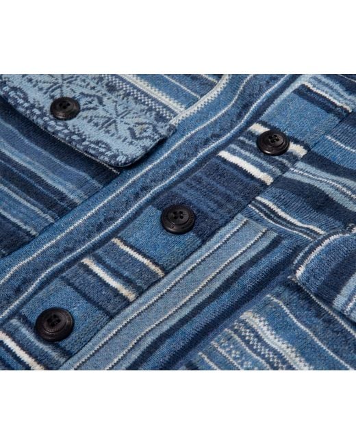 Polo Ralph Lauren Blue Patchwork Cotton Shawl Cardigan for men