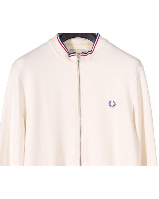 Pockets Natural Re- Fred Perry Bradley Wiggins Full Zip Track Top Off White for men