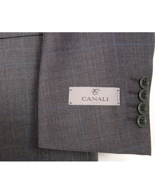 Canali Gray Kei Check Wool Suit Charcoal for men