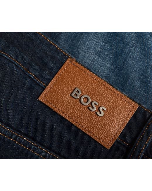 Boss Blue Hugo Delaware3-1 Cashmere Touch Denim Slim Fit Jeans Navy for men