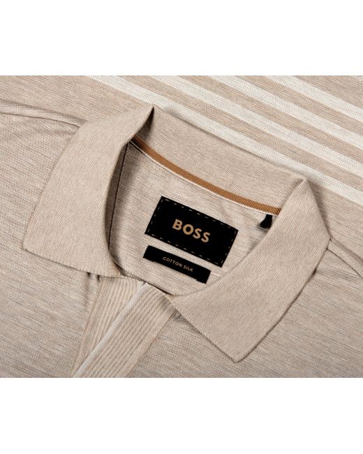 Boss Gray Hugo Parson Knitted Polo Light Beige for men