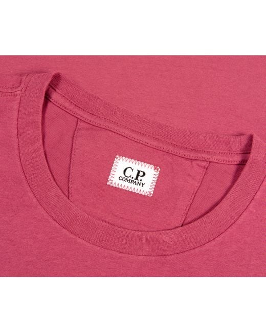 C P Company Pink 30/1 Box Logo T-shirt Red Bud for men