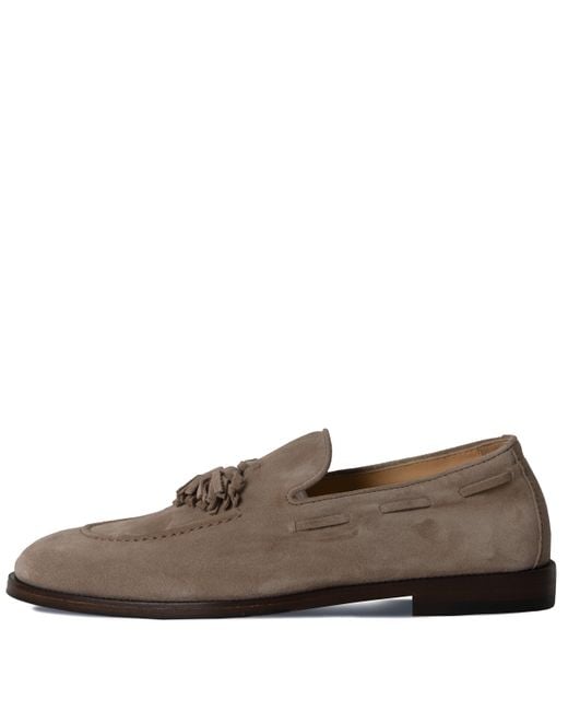 Brunello Cucinelli Brown Suede Tassel Loafers for men