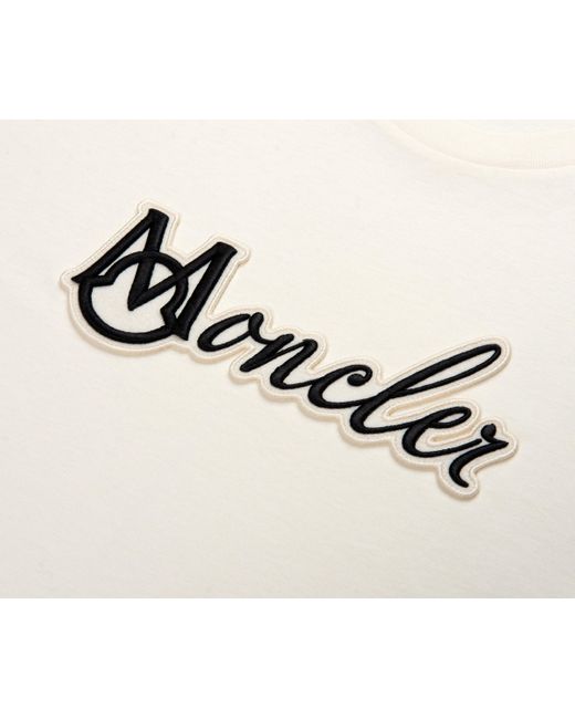 Moncler Natural Embroidered Varsity Logo T-Shirt for men