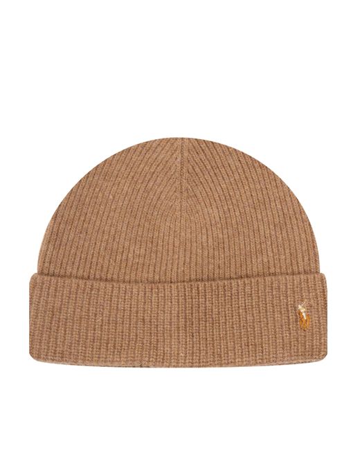 Polo Ralph Lauren Brown Signature Logo Wool Beanie for men
