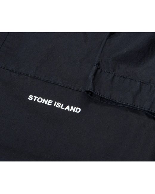 Stone Island Black Ss Garment Dyed Relaxed Shirt Navy for men
