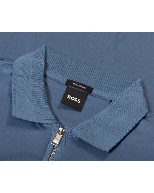 Boss Polston 1/4 Zip Polo Pastel Blue for men