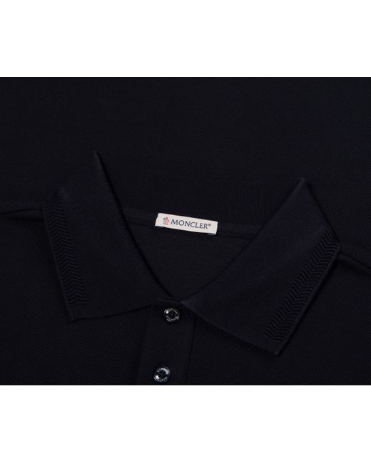 Moncler Blue Logo Patch Piquet Polo for men