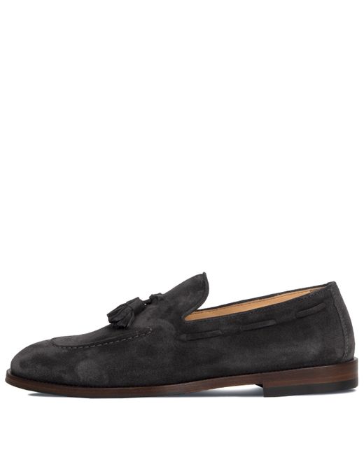 Brunello Cucinelli Black Suede Penny Loafers for men