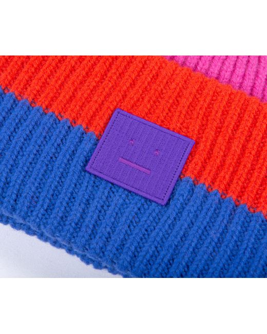 Wool 'ribbed Face' Logo Beanie Purple 