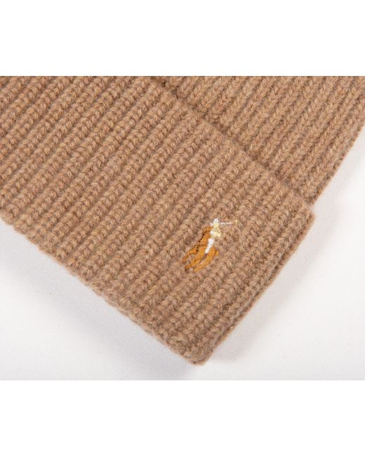 Polo Ralph Lauren Brown Signature Logo Wool Beanie for men