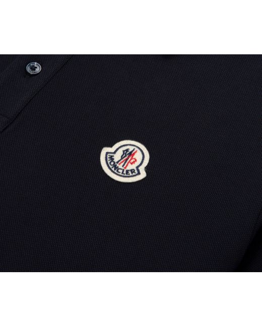 Moncler Blue Logo Patch Piquet Polo for men