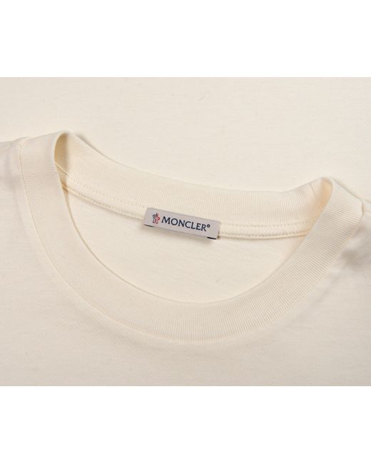 Moncler Natural Embroidered Varsity Logo T-Shirt for men